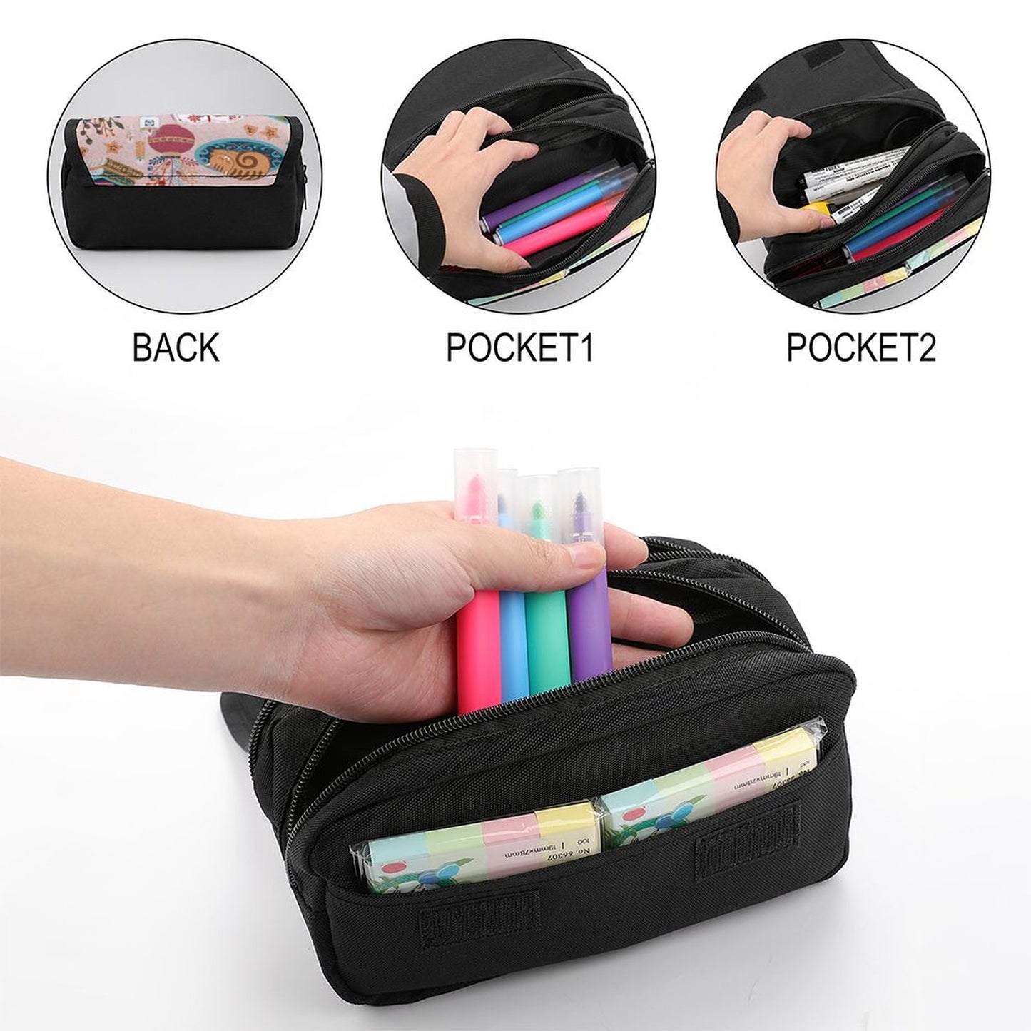 Personalized Double Zipper Stationery Bag | Custom Large Capacity
