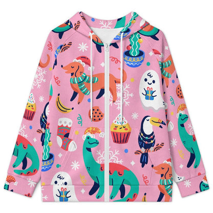 Women's Waffle Knit Full-Zip Hoodie with Custom Print