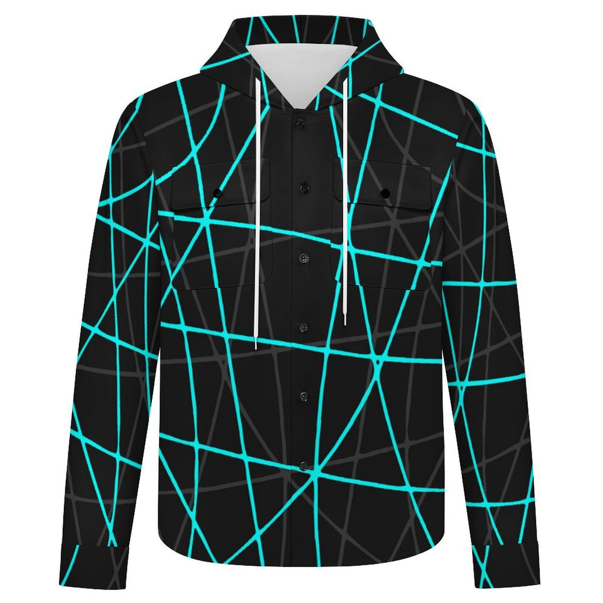 Custom Hooded Shirt Jacket for Men with All-Over Print