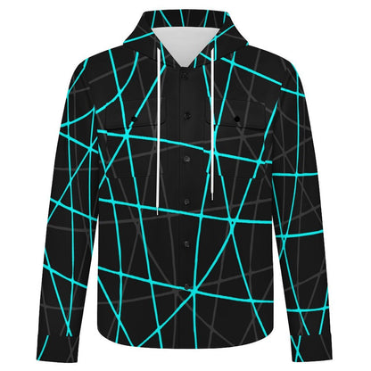 Custom Hooded Shirt Jacket for Men with All-Over Print