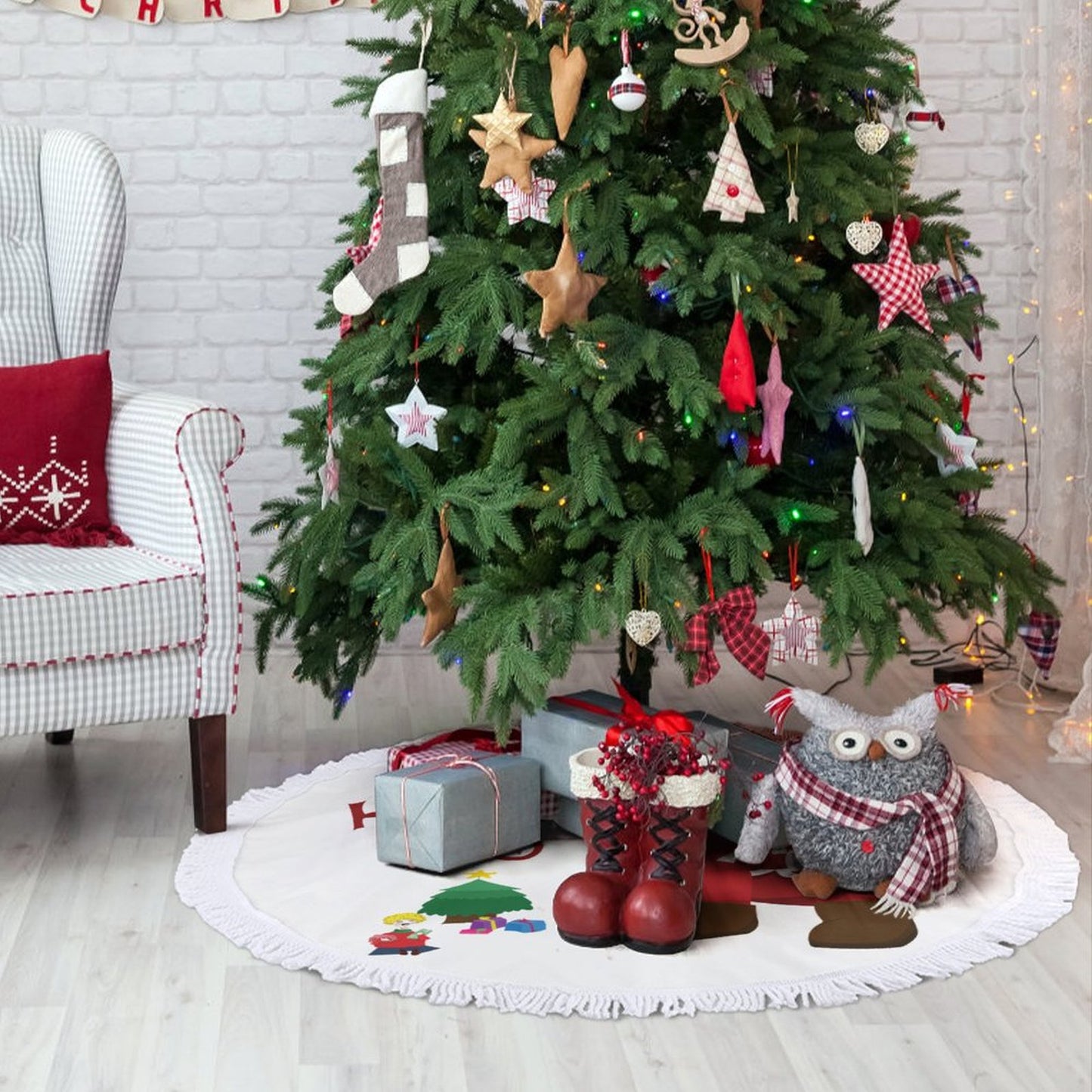 Design a Custom Tree Skirt with Tassels | Your Photo as the Foundation