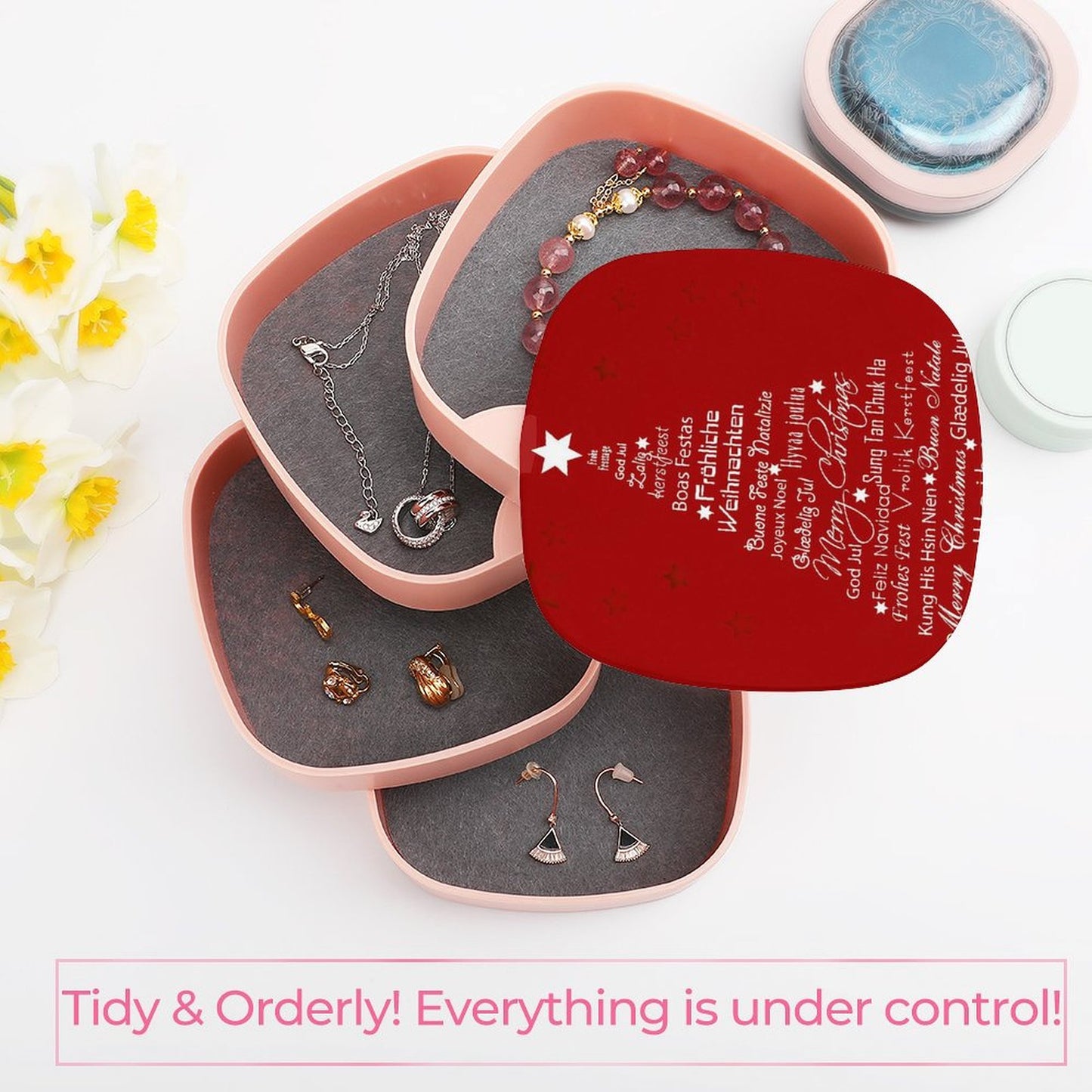 Custom Rotating Jewelry Box | 4-Tier Organizer with Your Photo