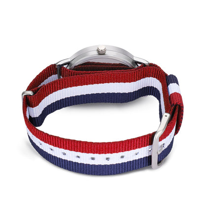 Custom Nylon Strap Watch | Preppy Style Tri-Color Wristwatch