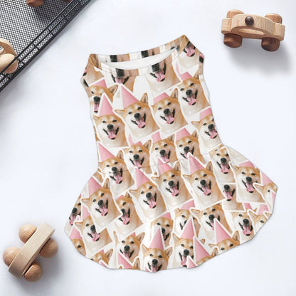 Pet Dress Dog, Repeating Pattern  Santa Claus-Red-White-Circle-Blue-Print-Merry Christmas-Repeat-Tile