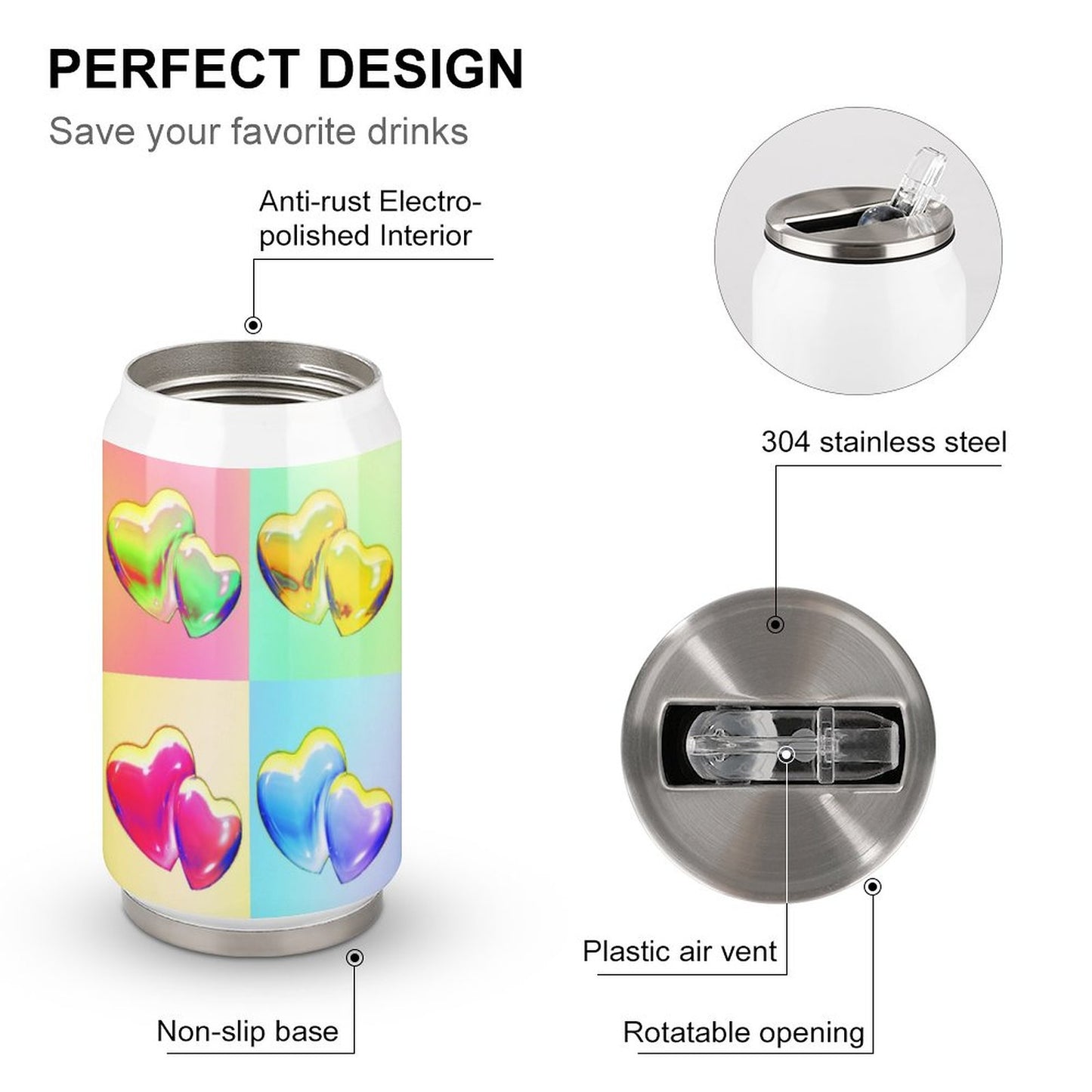 Custom Coke Can Tumbler | Personalized Stainless Steel Cup with Straw