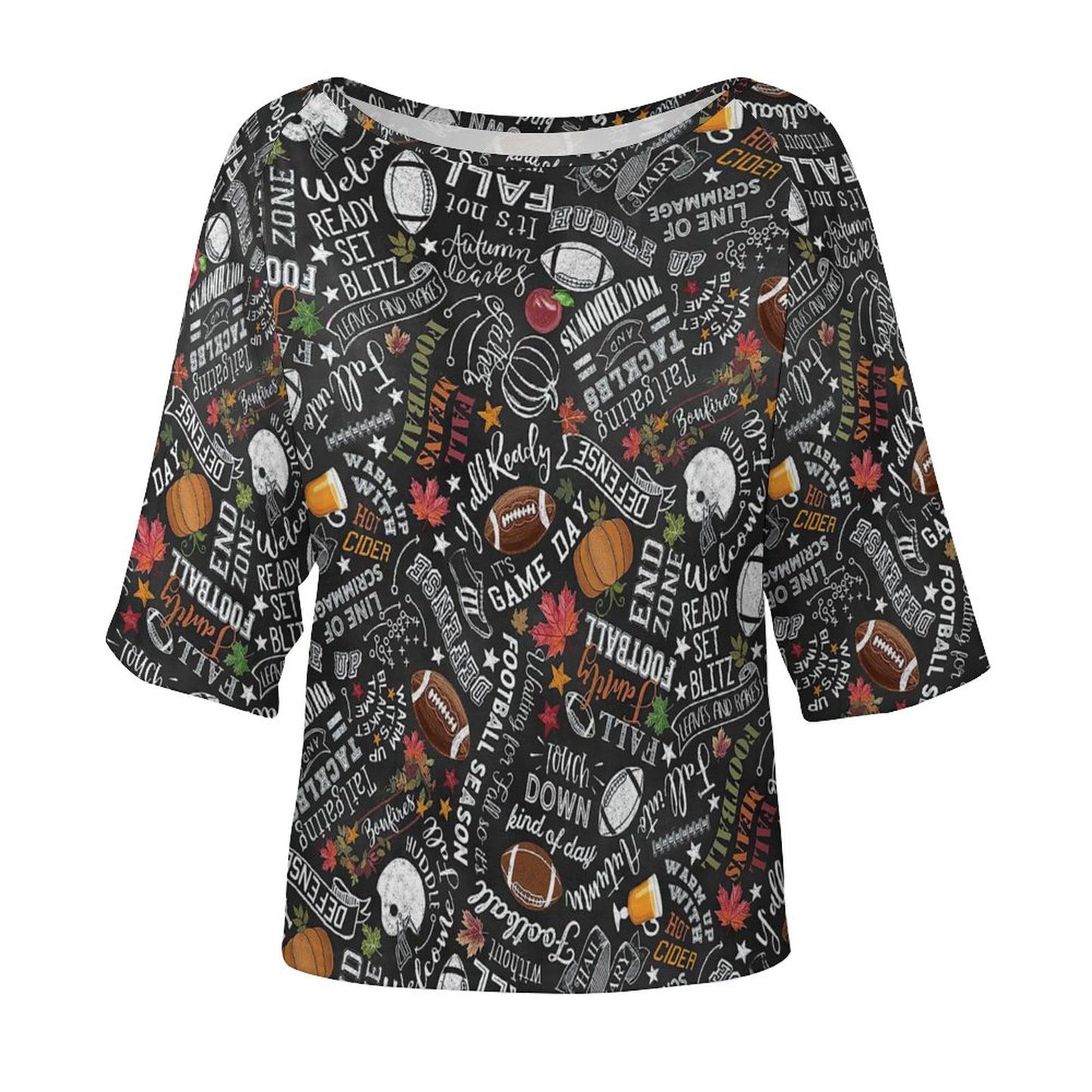 Custom Loose Fit Off-Shoulder Batwing Top | Plus Size Mid-Sleeve Tee