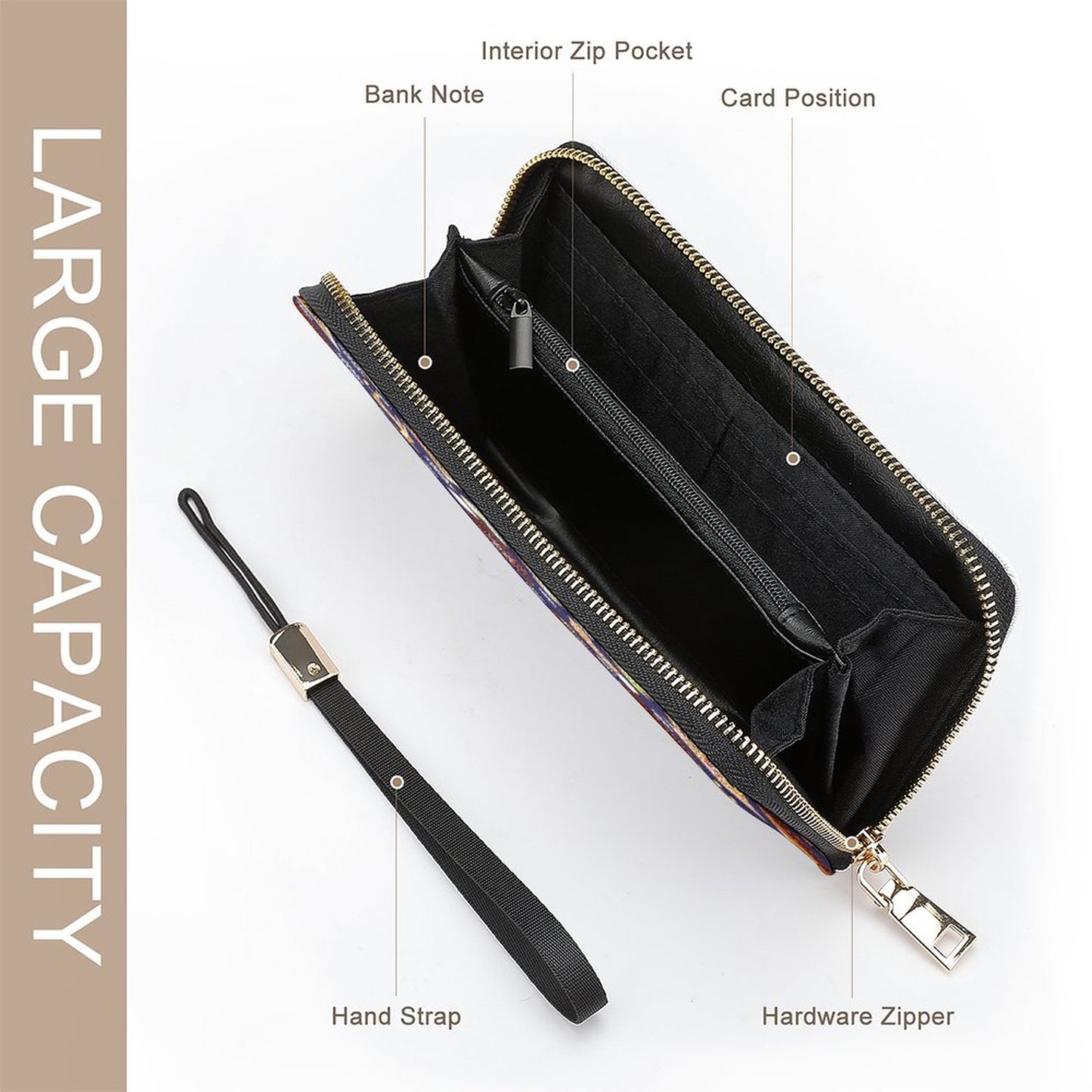 Custom Long Zipper Wallet for Women | Personalized PU Leather Clutch