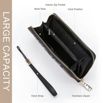 Custom Long Zipper Wallet for Women | Personalized PU Leather Clutch