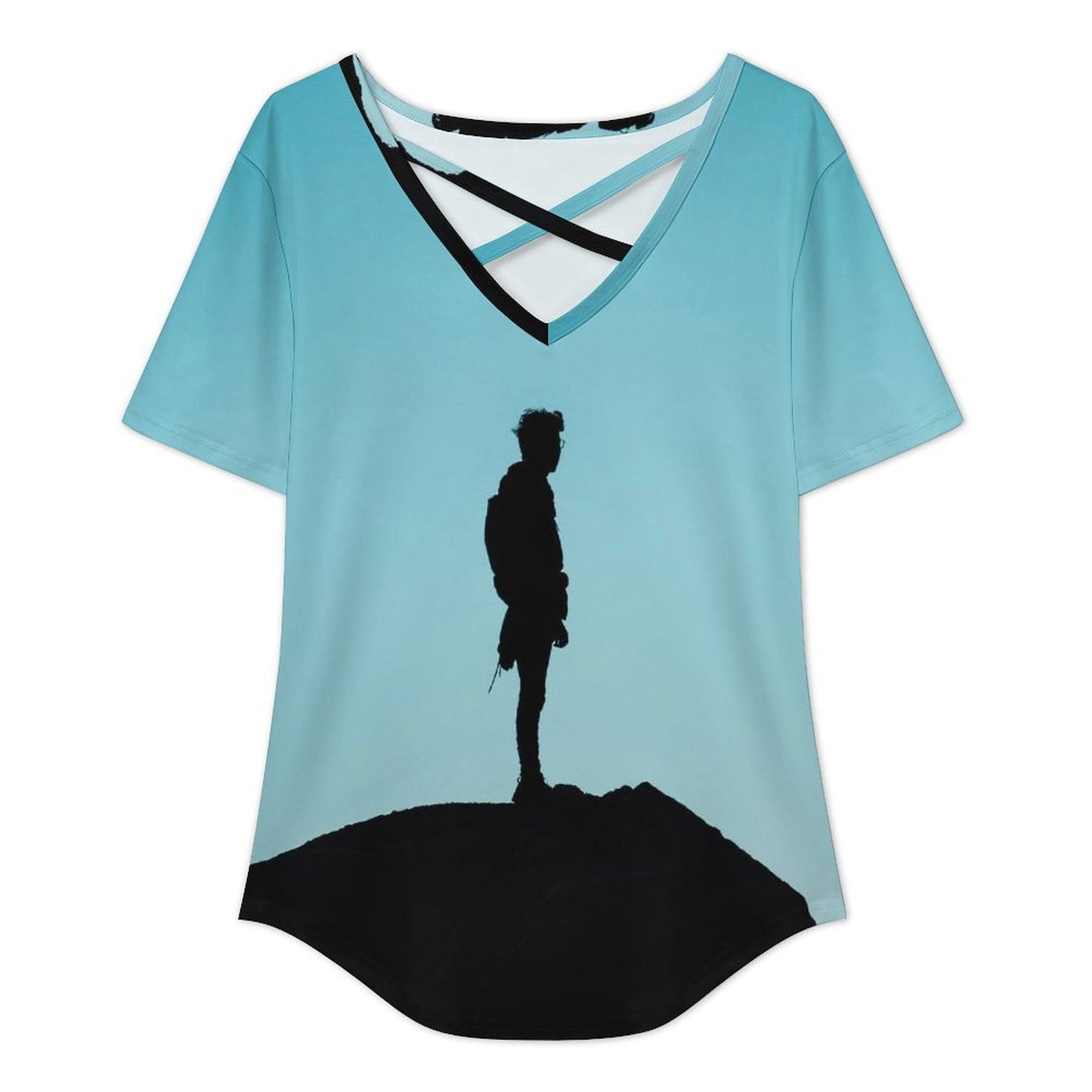 Custom Cross-Front V-Neck T-Shirt | Personalized Milk Silk Summer Top