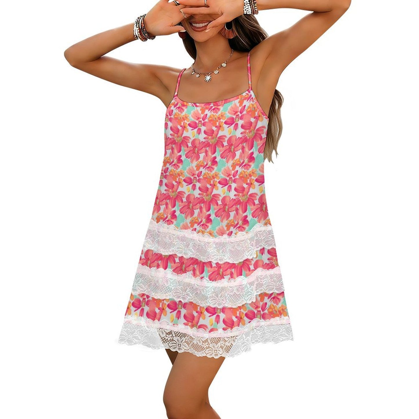 Custom Lace Trim Midi Slip Dress