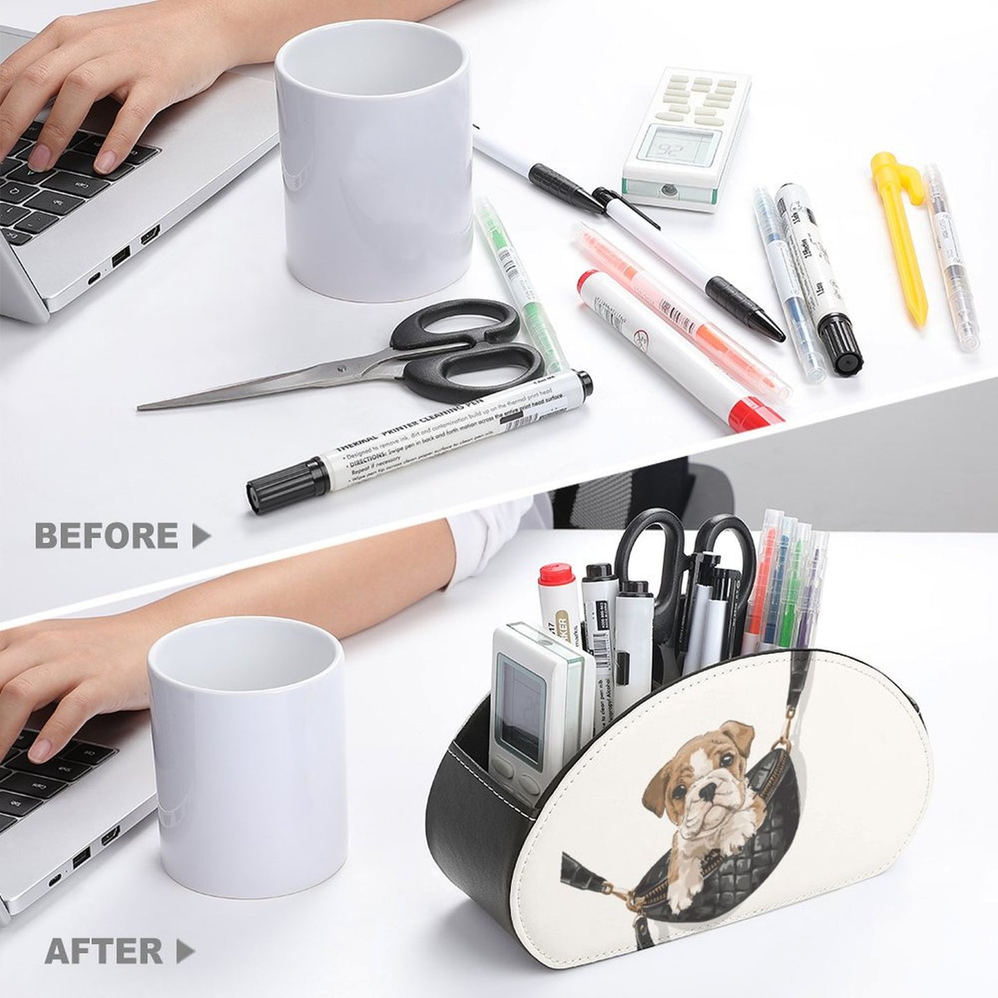 Custom Remote Control Holder | Personalized Leather Desk Caddy