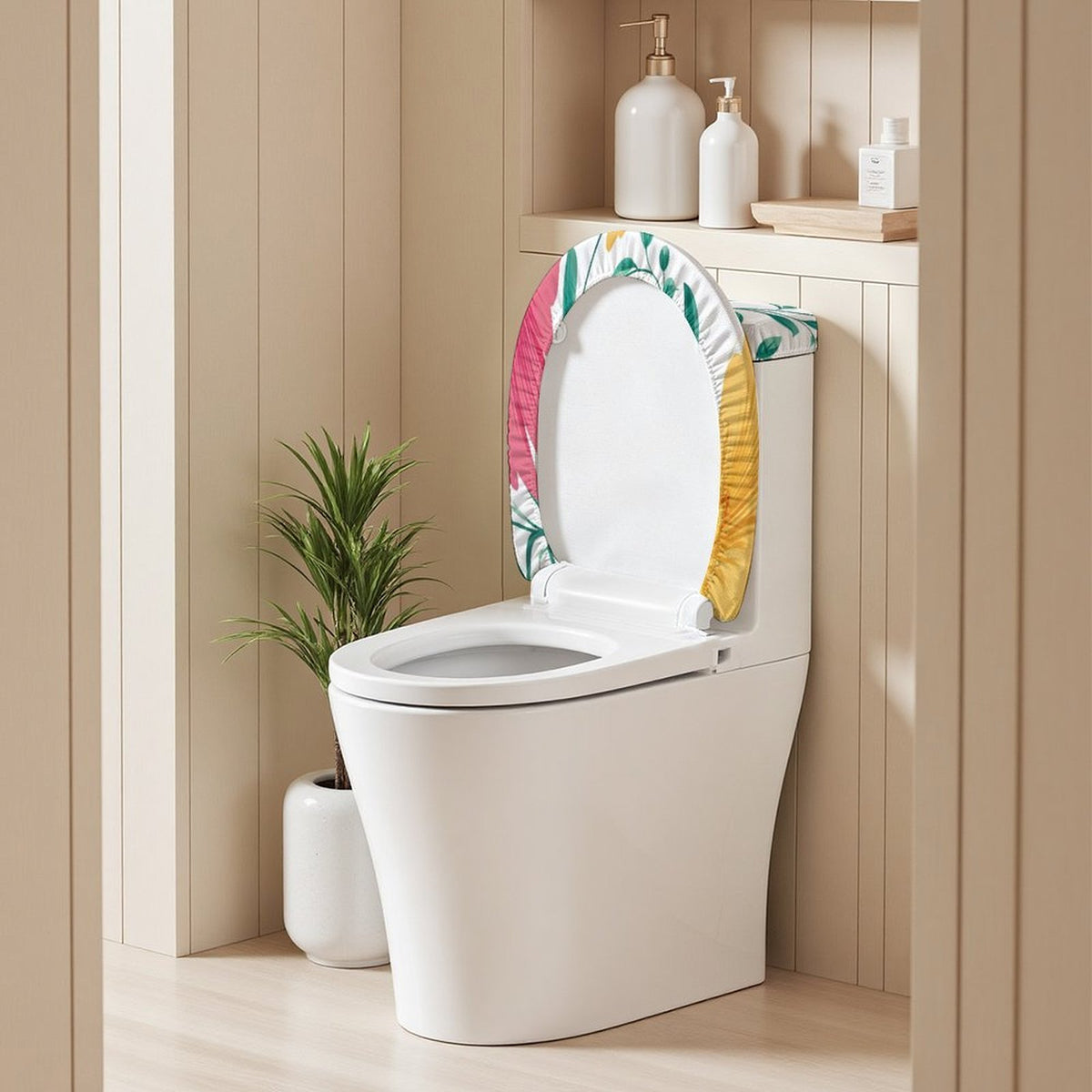 Personalized Toilet Seat Cover Set – 2-Piece Soft Polyester Bathroom Decor