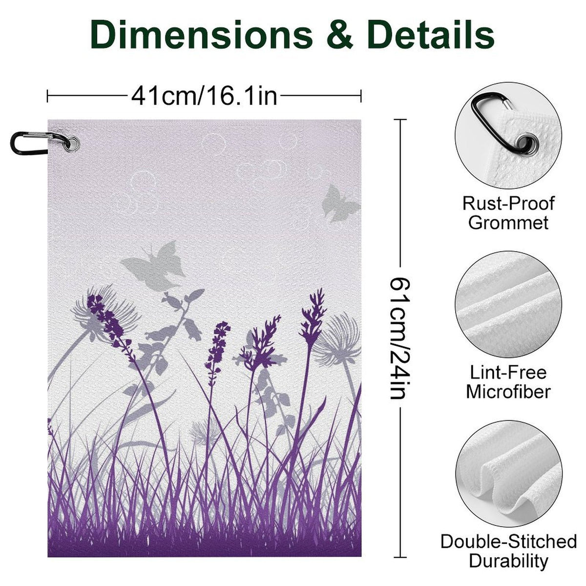 Golf Towel with Hook - Quick Dry Clip-On Towel for Golf, Gym, and Travel