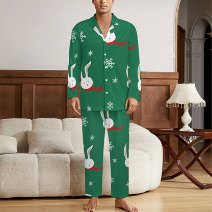Custom Men's Silk Pajama Set | Personalized V-Neck Loungewear