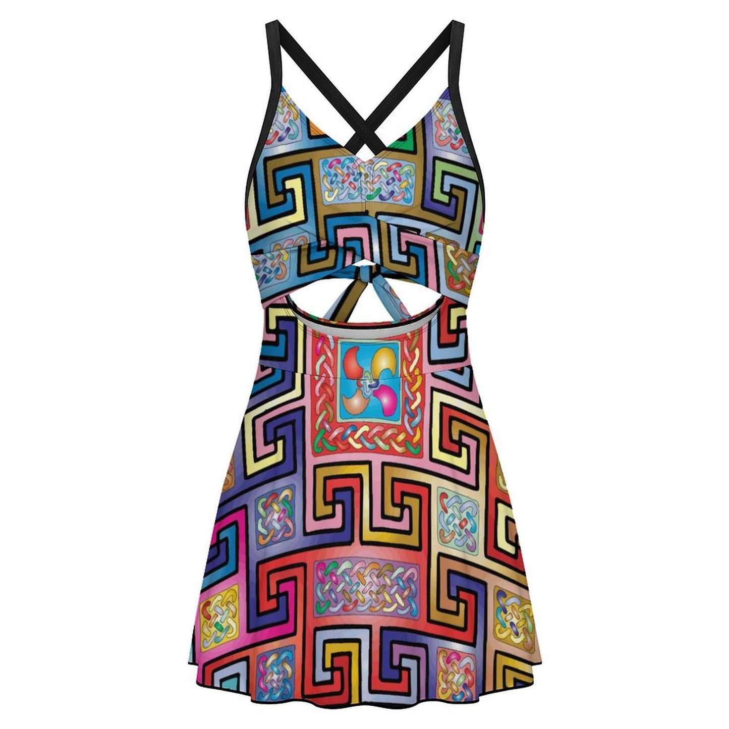 Women's Cutout One Piece Swimsuit with Deep V Twist Front, Open Back Tie and Custom Print