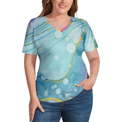 Custom Women's Milk Silk V-Neck T-Shirt | Personalized Soft Tee