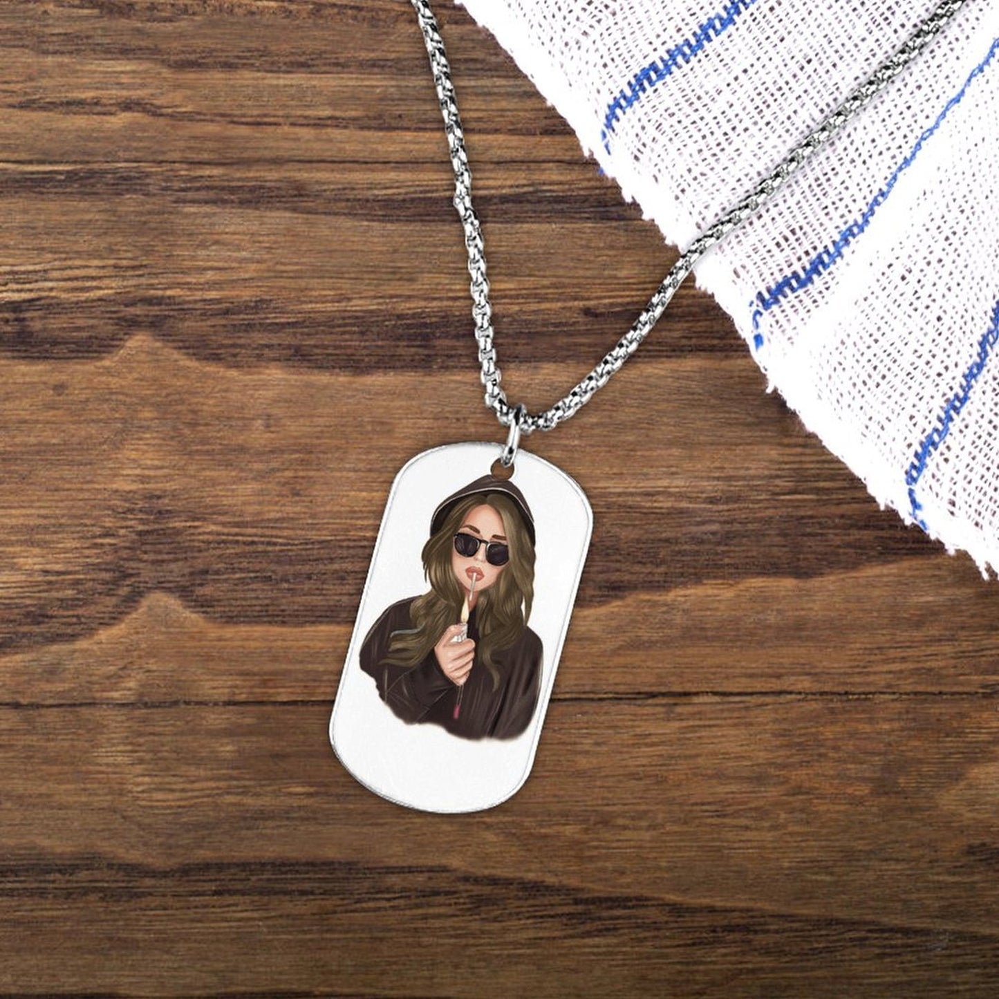 Custom Photo Dog Tag Memorial Necklace