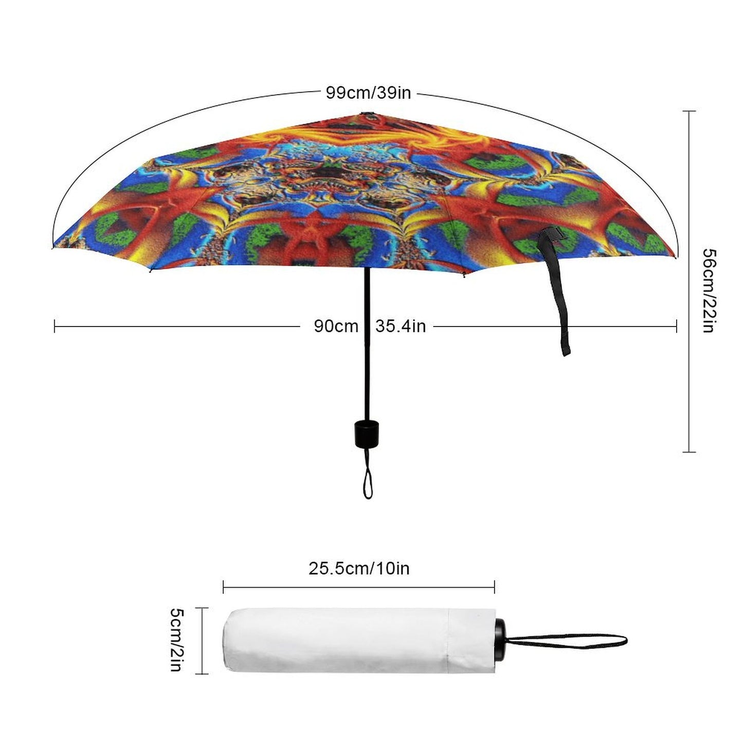 Custom Print Tri-Fold Umbrella | Personalized Windproof Travel Umbrella