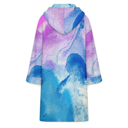 Women's Long Fleece-Lined Hooded Coat with Custom Print