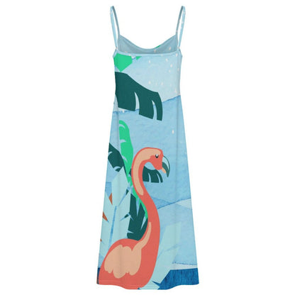 Custom Print Side Slit Maxi Dress with Adjustable Straps for Women