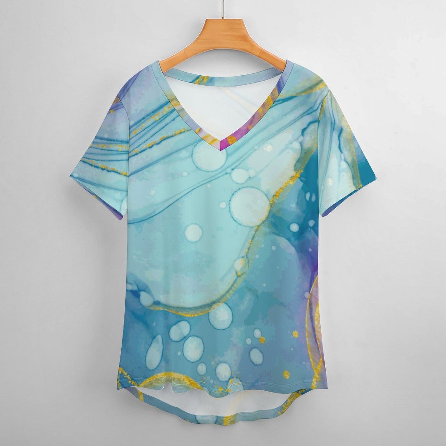 Custom Women's Milk Silk V-Neck T-Shirt | Personalized Soft Tee