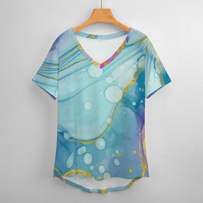 Custom Women's Milk Silk V-Neck T-Shirt | Personalized Soft Tee