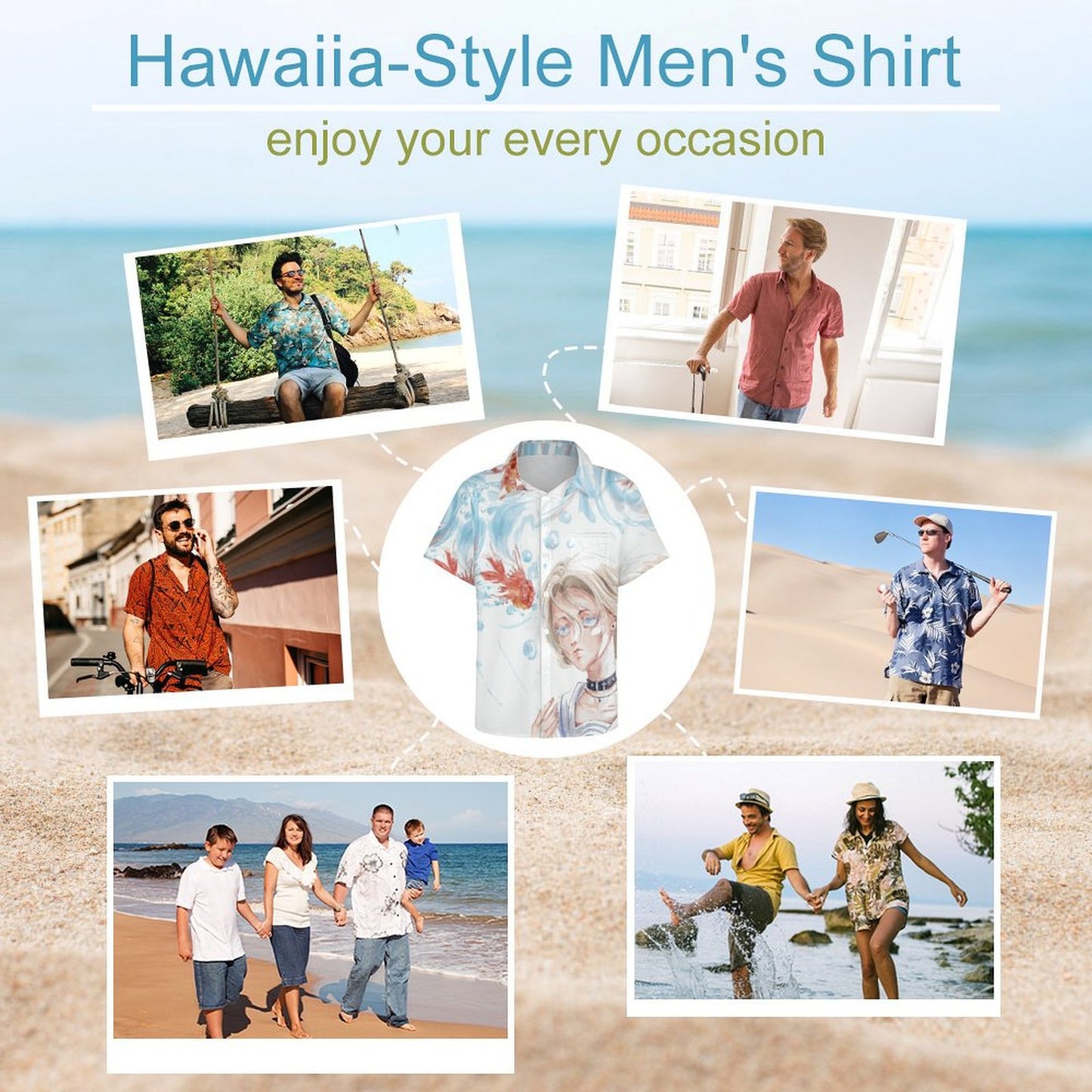 Custom All-Over Print Men's Shirt | Personalized Short Sleeve Button-Down