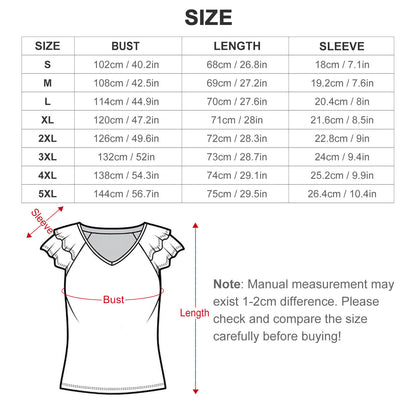 Custom Ruffle V-Neck T-Shirt (BUT) | All-Over Print Women's Top