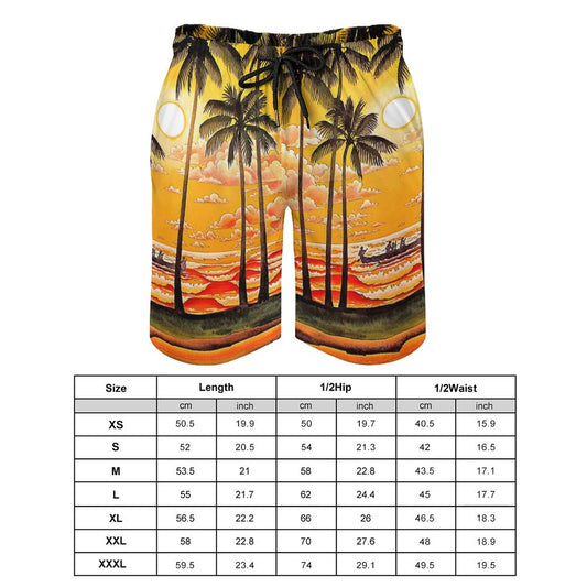 Custom Printed Men's Swim Trunks with Mesh Liner