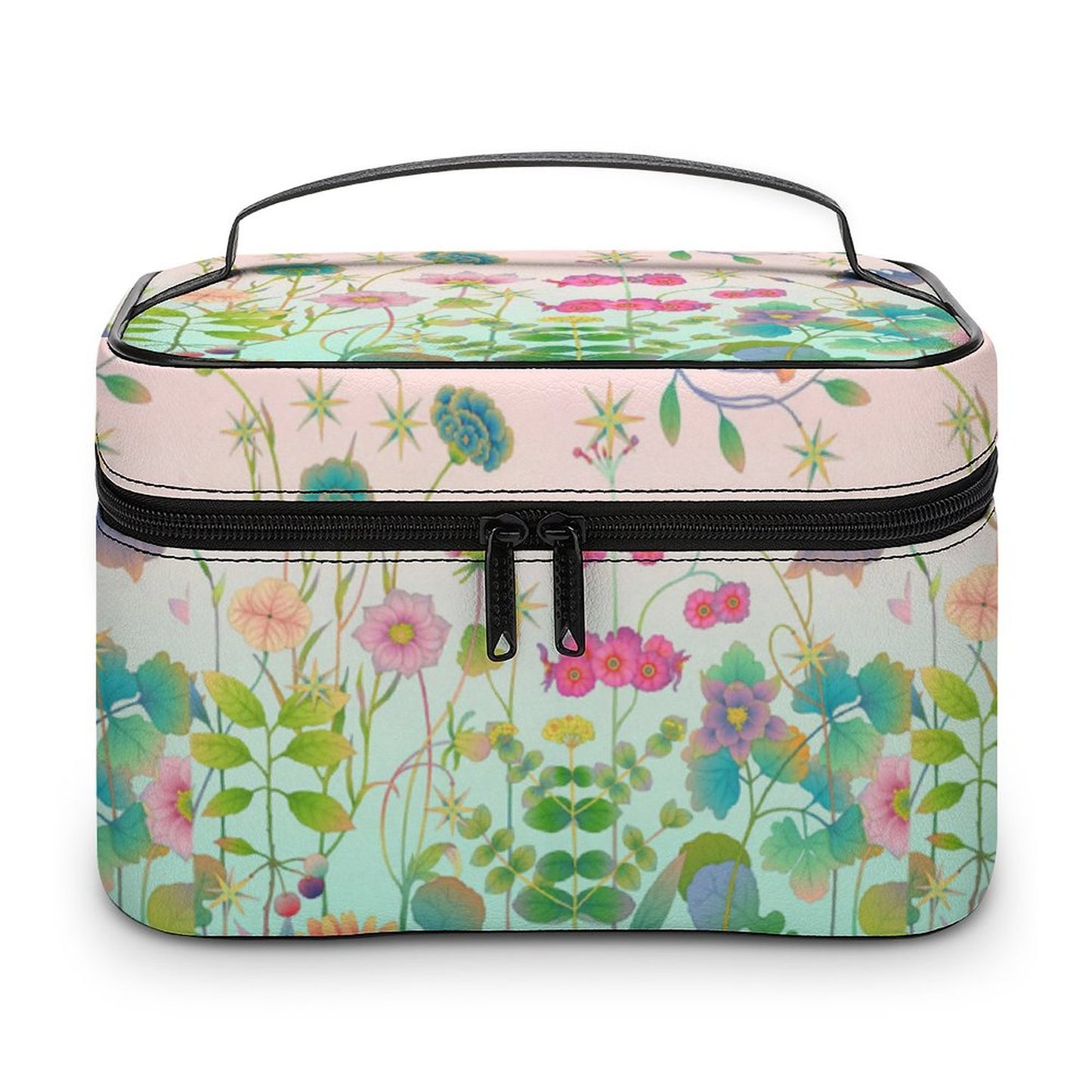 Custom Travel Makeup Train Case | Personalized Leather Cosmetic Organizer