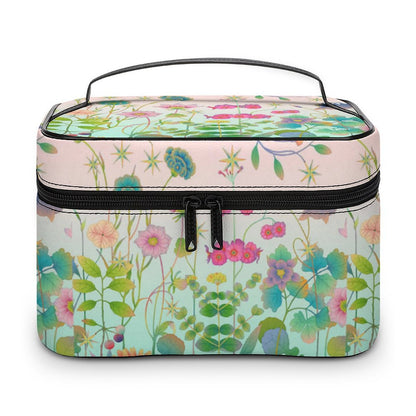Custom Travel Makeup Train Case | Personalized Leather Cosmetic Organizer