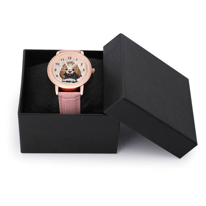 Custom Photo Women's Pink Leather Watch