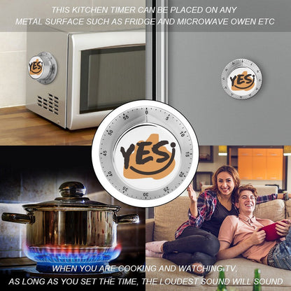 Magnetic Kitchen Timer Stainless Steel Custom Print | Mechanical 55-Min
