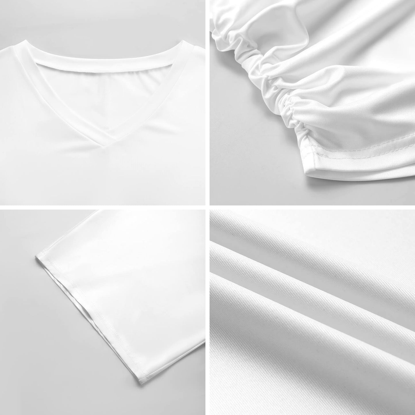 Custom V-Neck Ruched T-Shirt | Personalized Milk Silk Side Shirred Top
