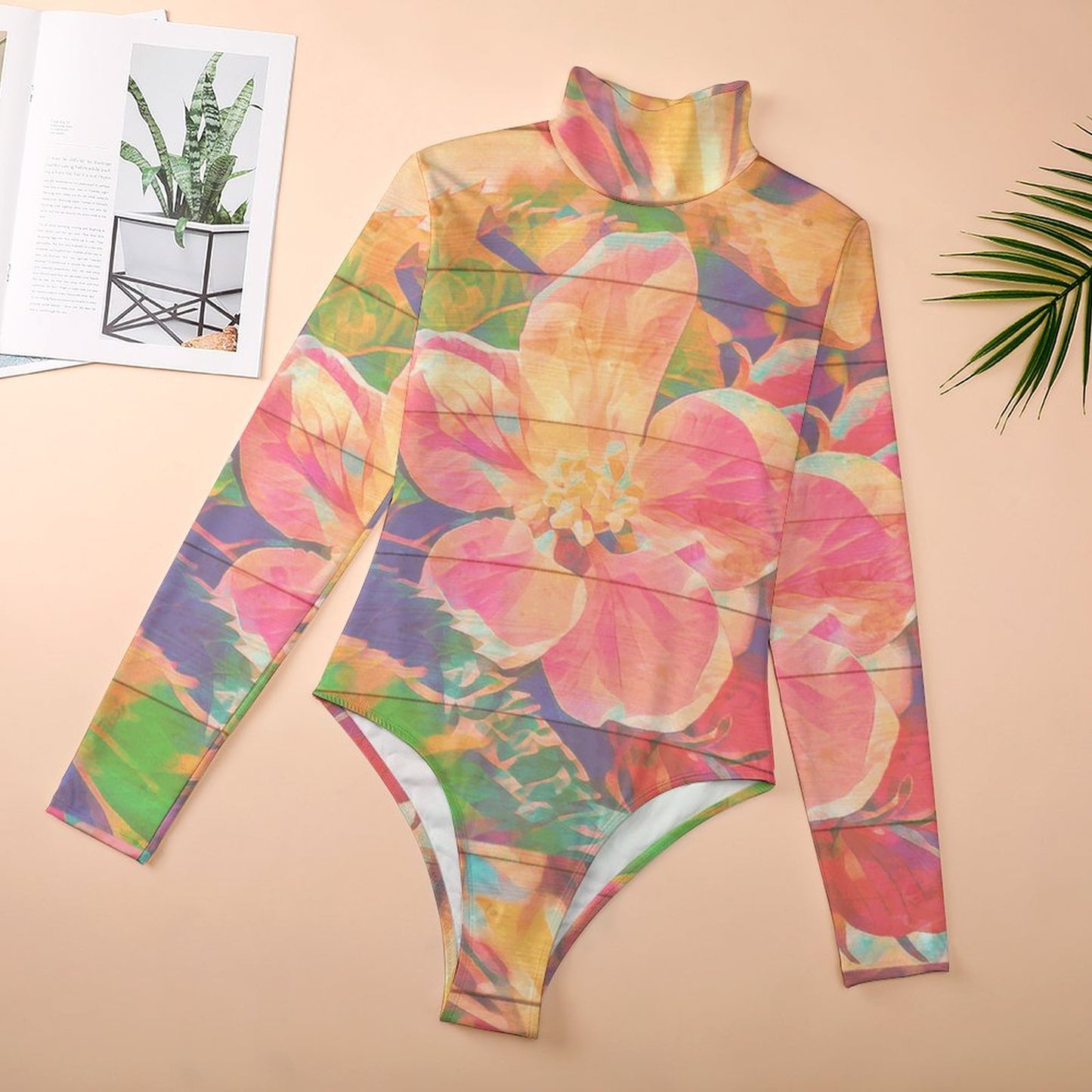 Custom Mock Neck Bodysuit | Personalized Long Sleeve Spandex Leotard