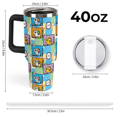 Personalized 40oz Stainless Steel Tumbler with Handle and Straw