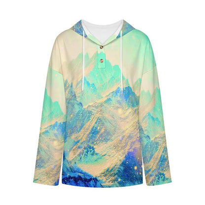 V-neck Button-up Sweater Blue Mountains, Scenery