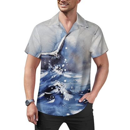 Cuban Collar Shirt Watercolor, Seagull
