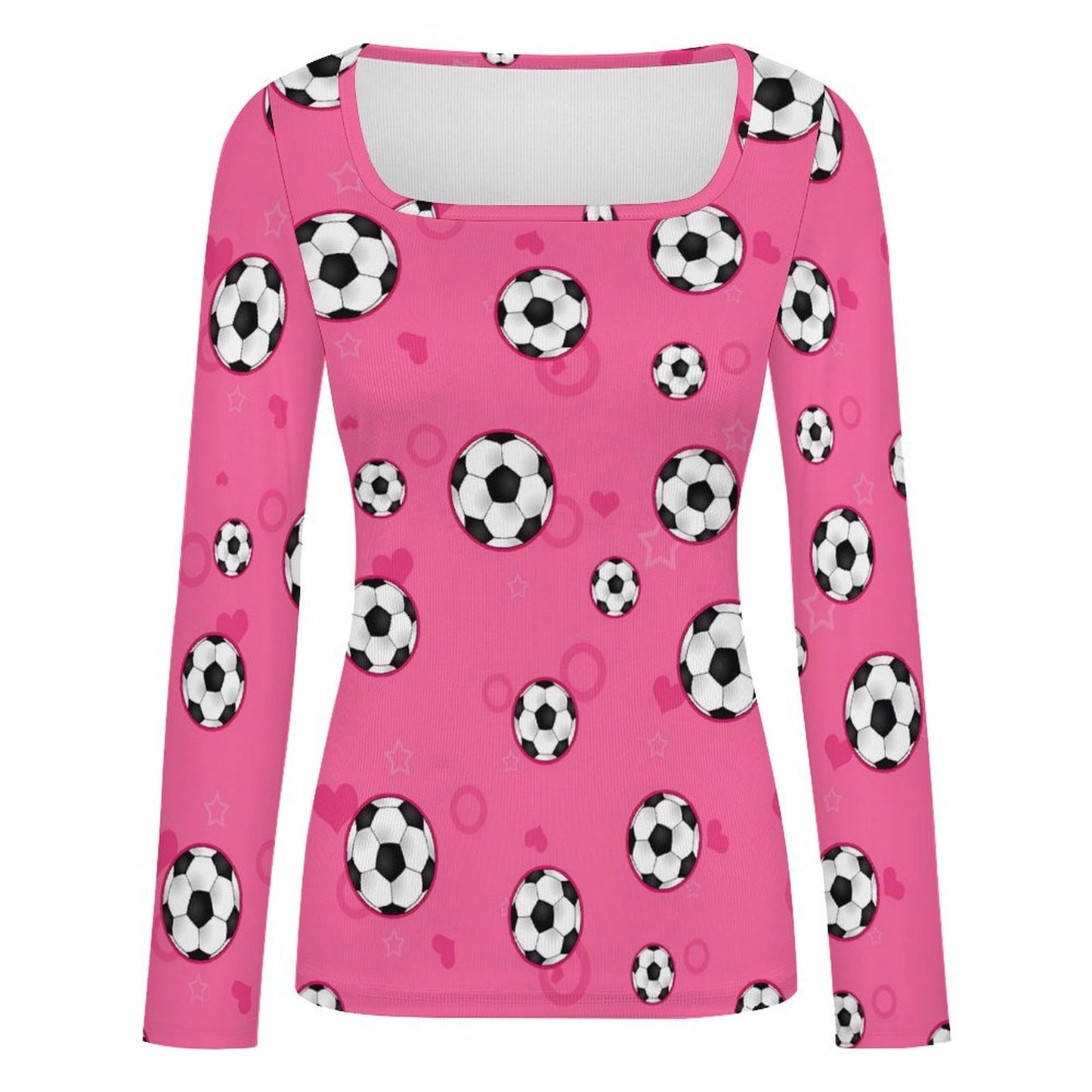 Custom Women's Square Neck Ribbed Long Sleeve Top