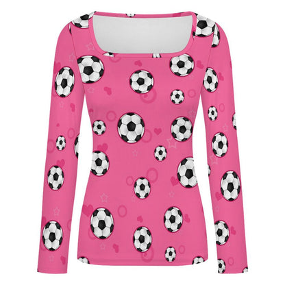 Custom Women's Square Neck Ribbed Long Sleeve Top