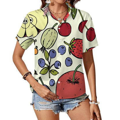 Custom Printed Women's Collared Shirt with Stretch Fabric