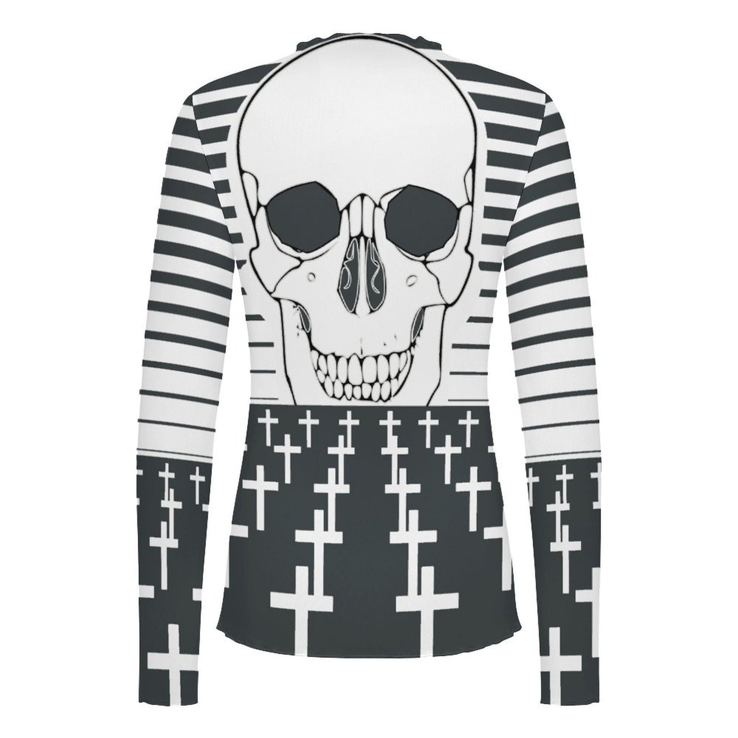 Custom Print Mesh Turtleneck Long Sleeve Top for Women — S to 5XL