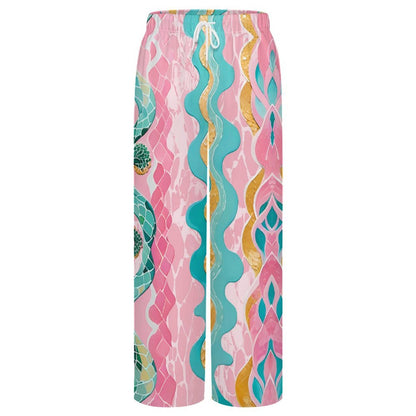 Men's Drawstring Wide Leg Casual Pants with Custom Graphic Printing