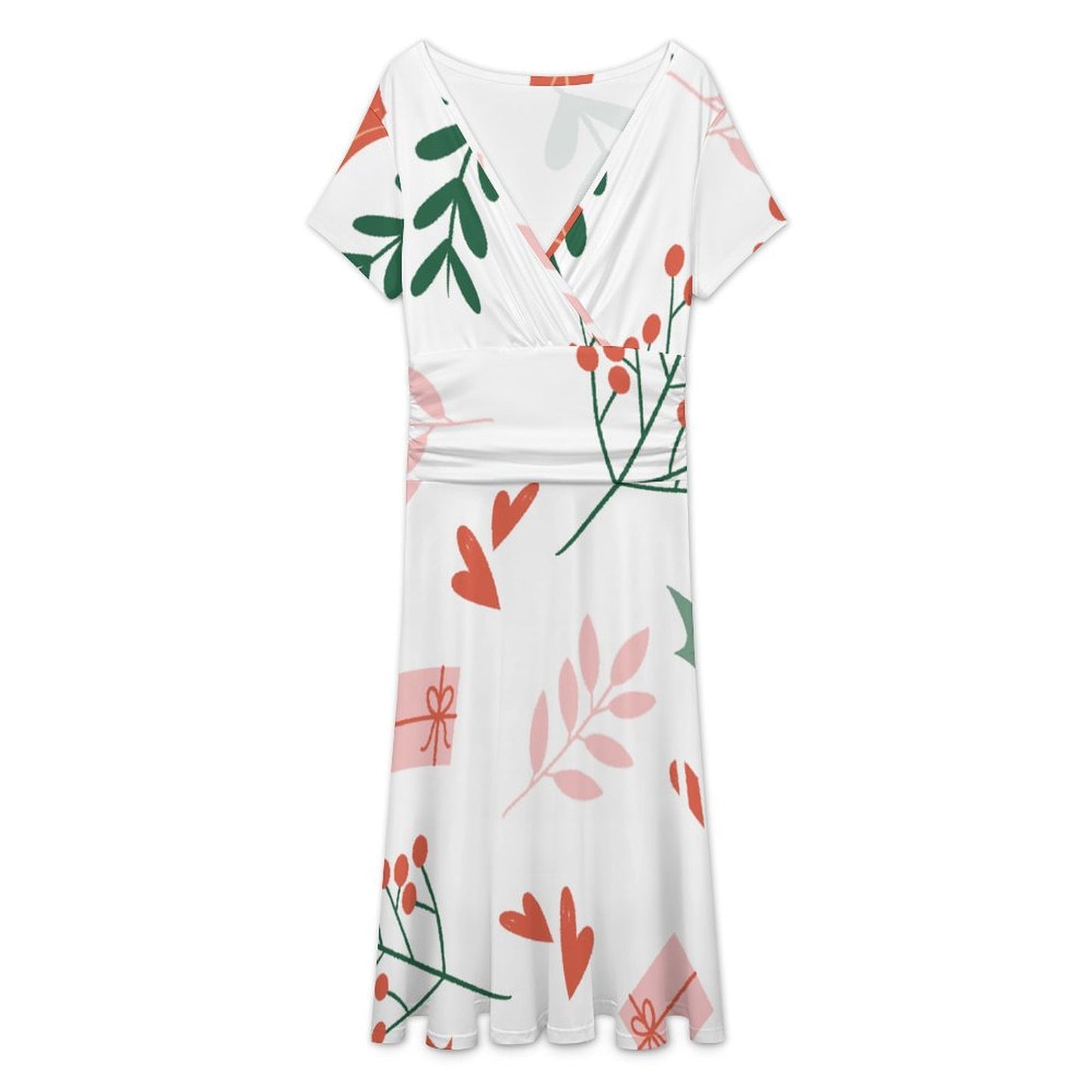 Custom V-Neck Dress with Photo | Personalized Milk Silk Fabric Dress