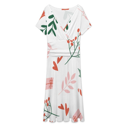 Custom V-Neck Dress with Photo | Personalized Milk Silk Fabric Dress