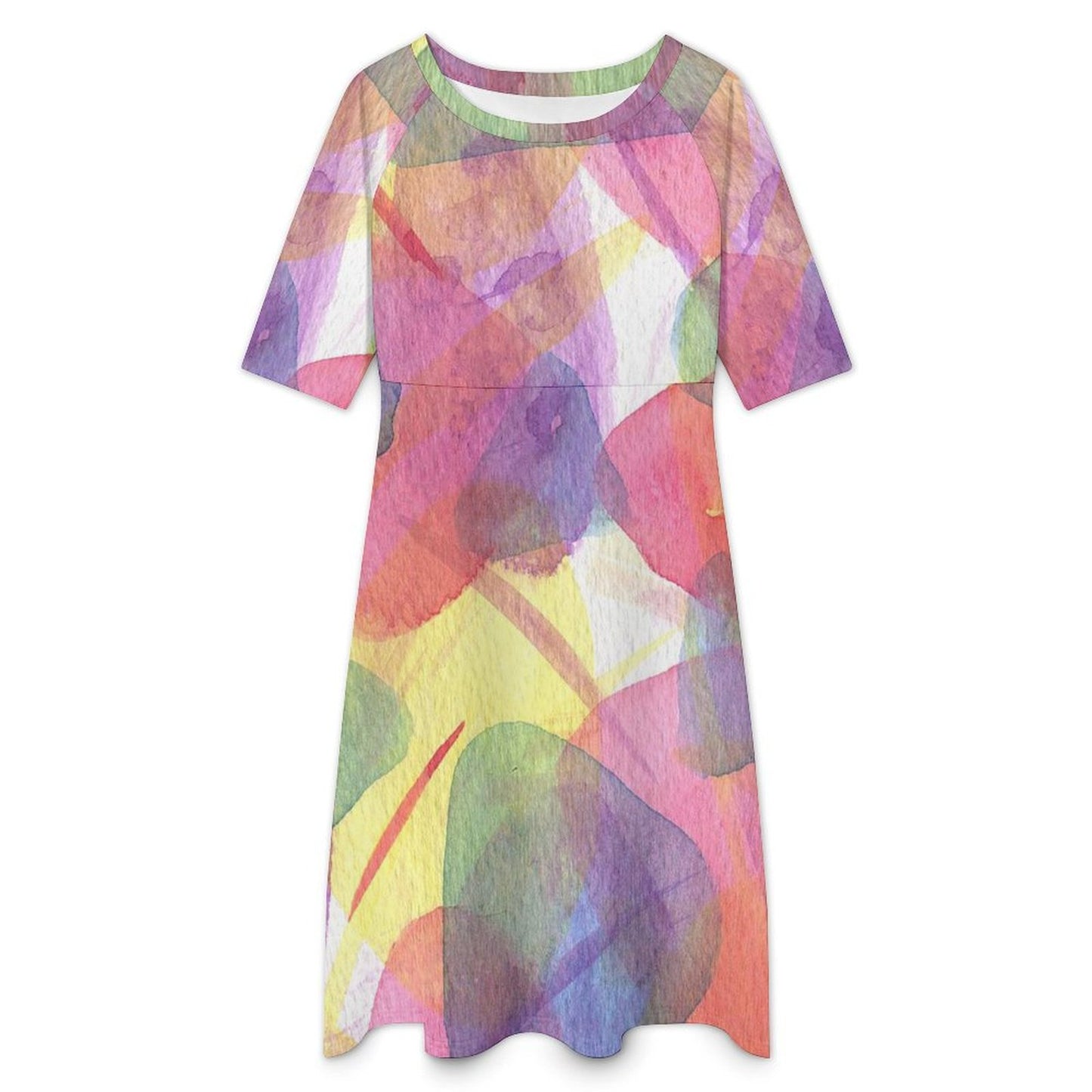 Custom Print Long Dress | Personalized Mid-Sleeve Sculpting Knit Gown
