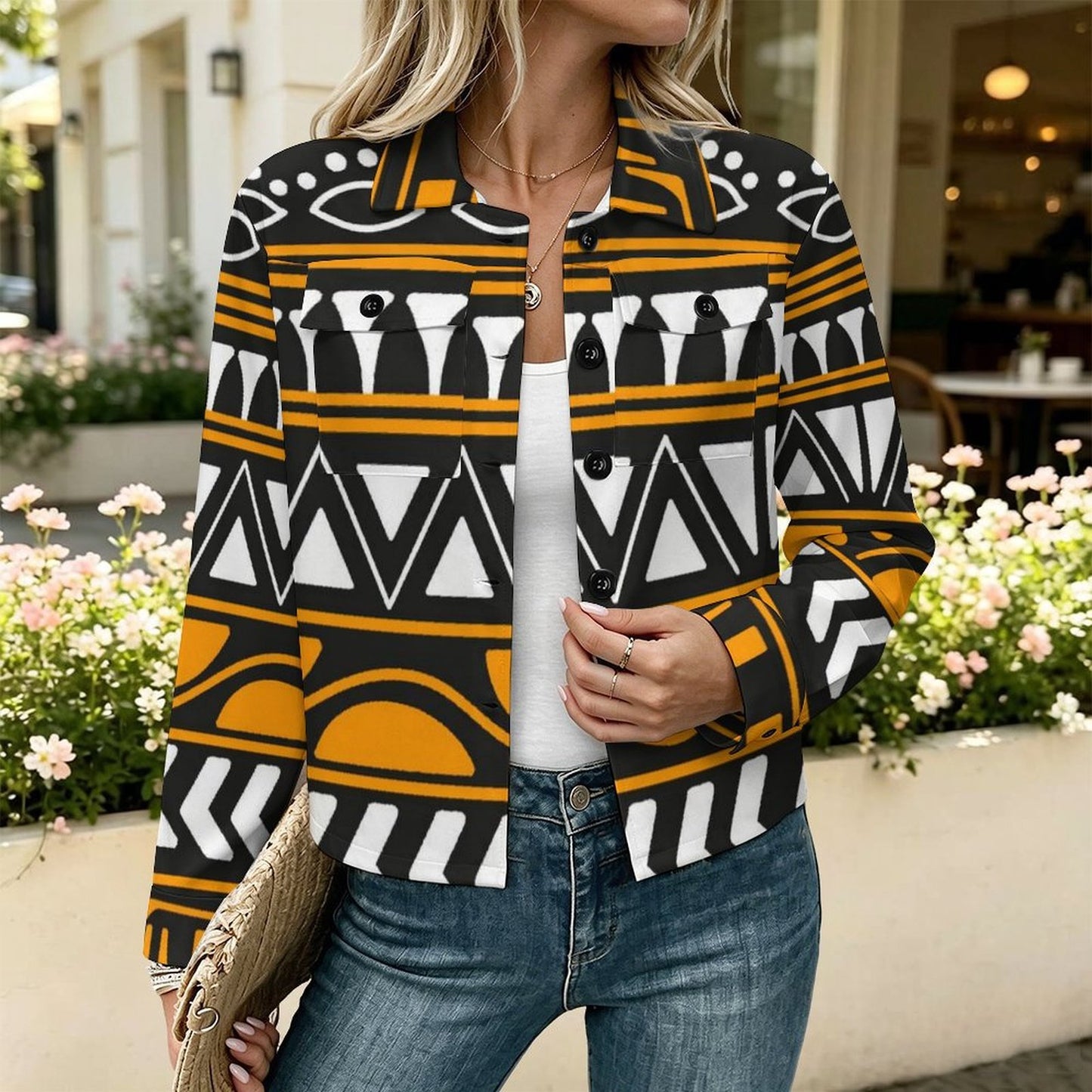 Custom Cropped Jacket for Women with Personalized Print