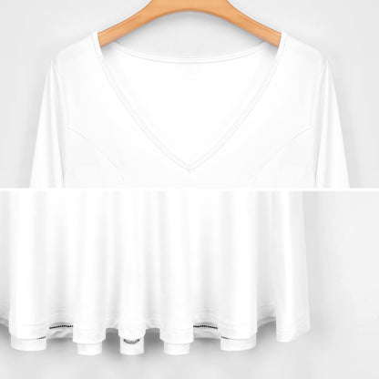 Custom Plus Size V-Neck Dress | Long Sleeve Midi T-Shirt Dress (S-8XL)