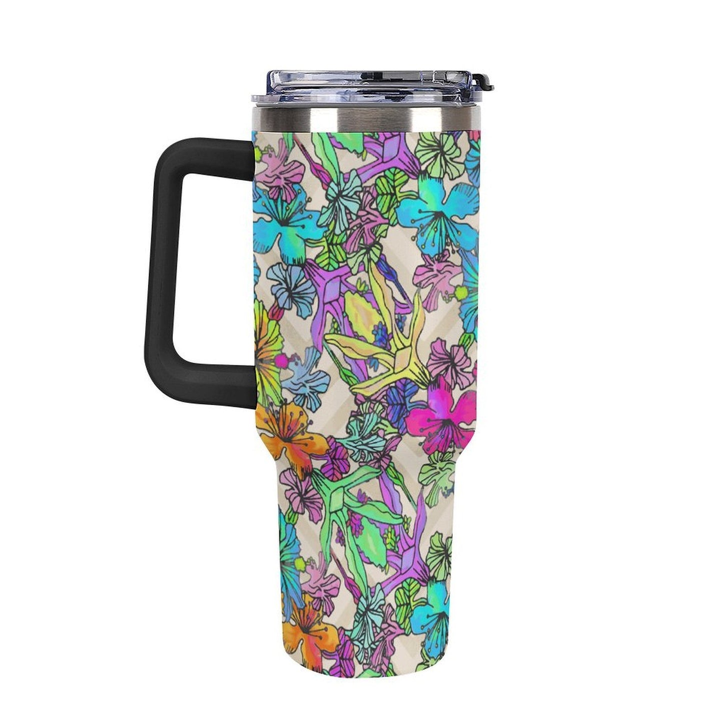 Custom 40oz Stainless Steel Travel Tumbler with Straw