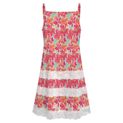 Custom Lace Trim Midi Slip Dress